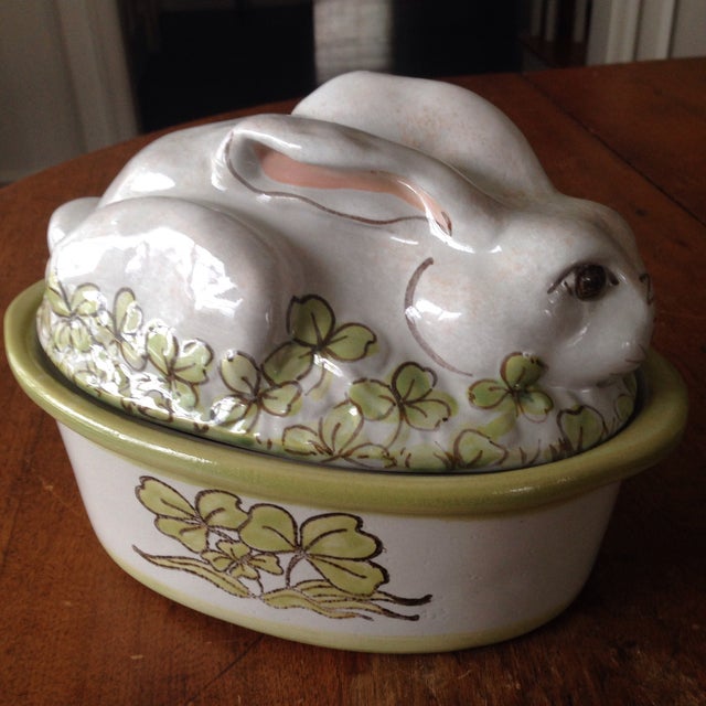 Stoneware Vintage Easter Rabbit Covered Casserole Dish/Tureen Chairish