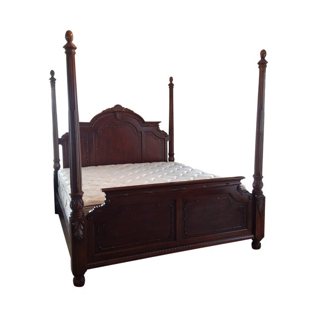 Broyhill Furniture Carved 4Post King Bed Chairish