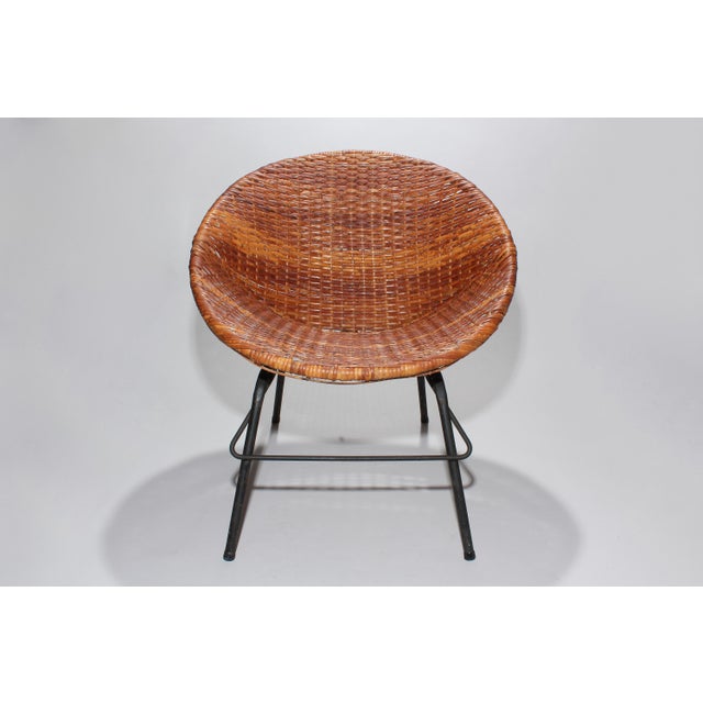 Mid Century Rattan Hoop Chair