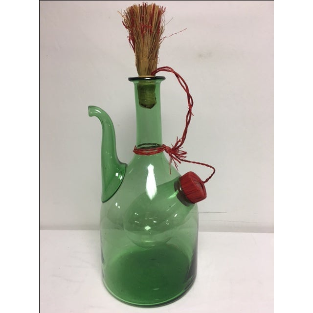 Vintage Italian Green Blown Glass Wine Carafe Chairish