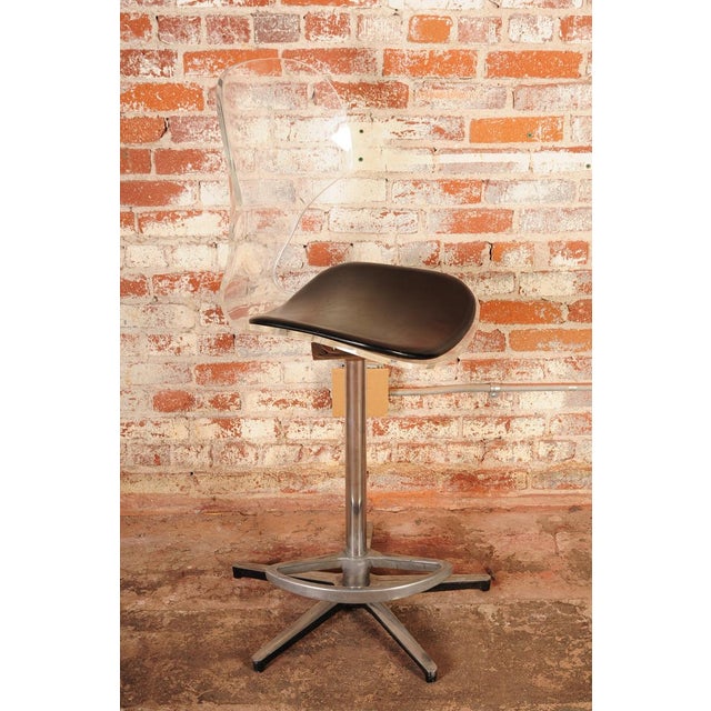 MidCentury Lucite & Leather Bar Stools A Pair Chairish
