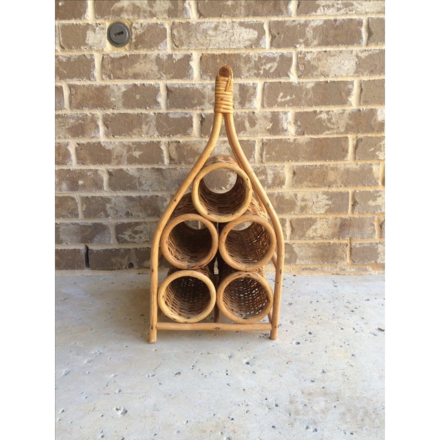 Vintage Wicker & Bamboo Wine Rack Chairish
