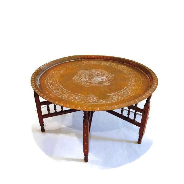 Vintage Moroccan Copper Tray Coffee Table Chairish