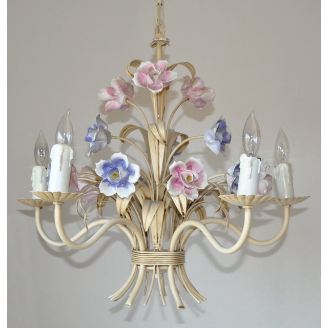 Vintage Porcelain Flower Chandelier C.1940's Chairish