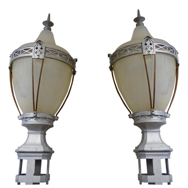 Deco Street Lamp Globes - A Pair | Chairish