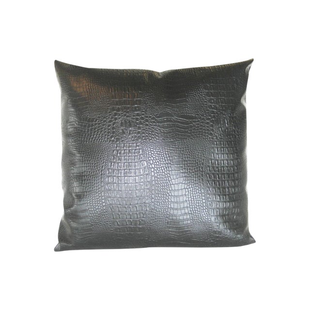 Black Croc Faux Leather Decorative Pillow Chairish