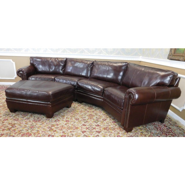3Piece Bernhardt Brown Leather Sectional Sofa & Ottoman Chairish