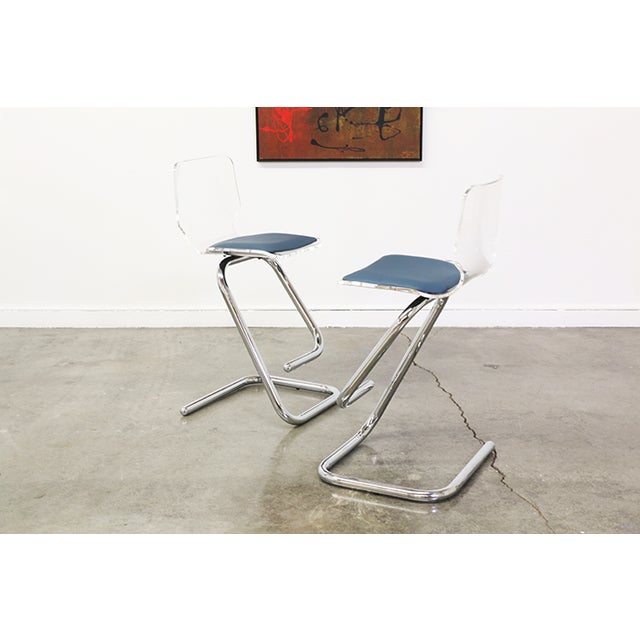 Vintage Lucite Acrylic Bar Stools Pair Chairish