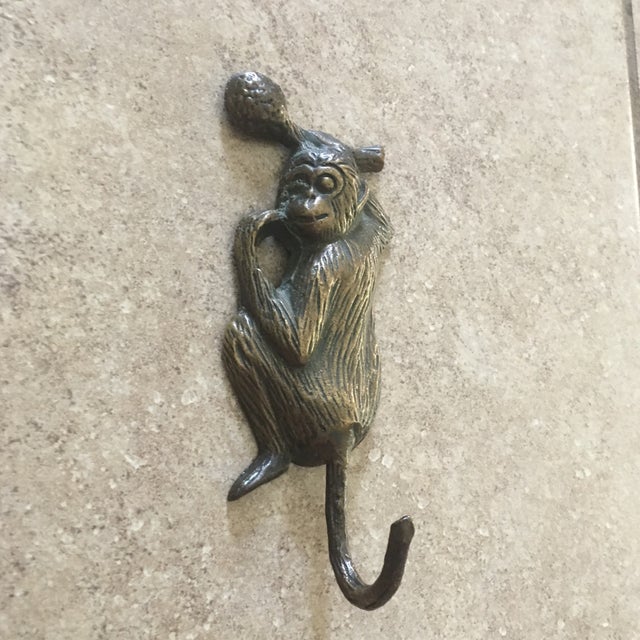 Vintage Solid Brass Monkey Wall Hook Chairish