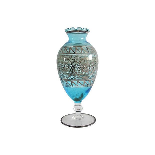 Teal Murano Glass & Gilded Sterling Vase Chairish