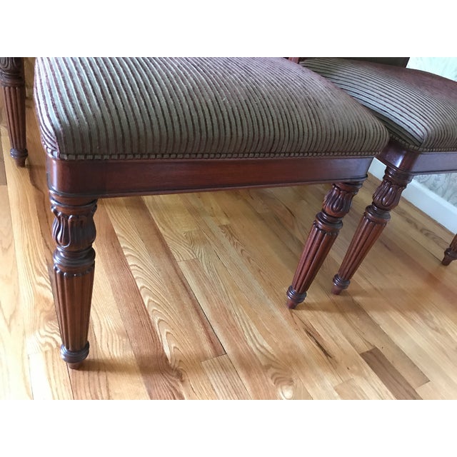 Burgundy and Gold Stripe Regency Style Armless Dining Chairs Set of