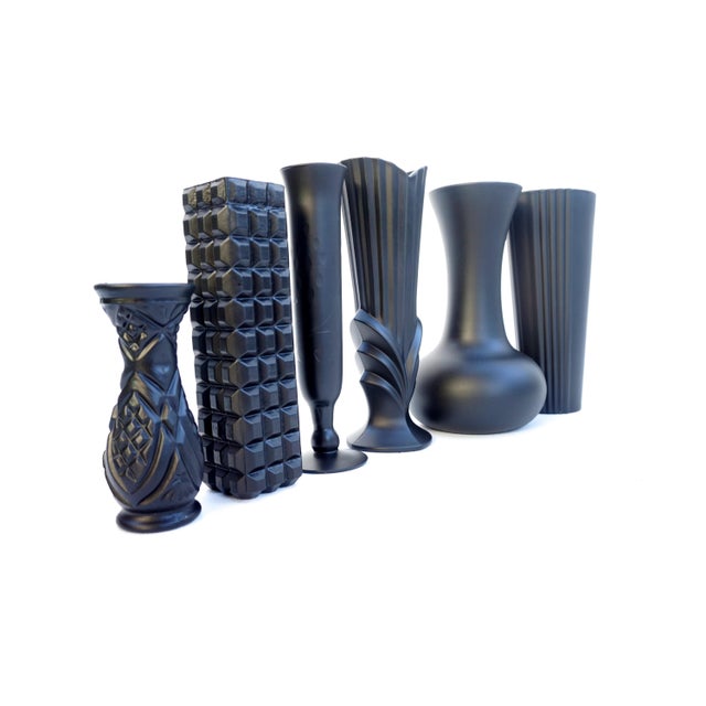 Vintage Assorted Matte Black Vases Set of 6 Chairish