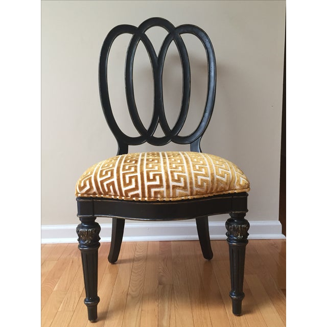 Black Wood & Gold Upholstered Dining Chairs S/8 Chairish