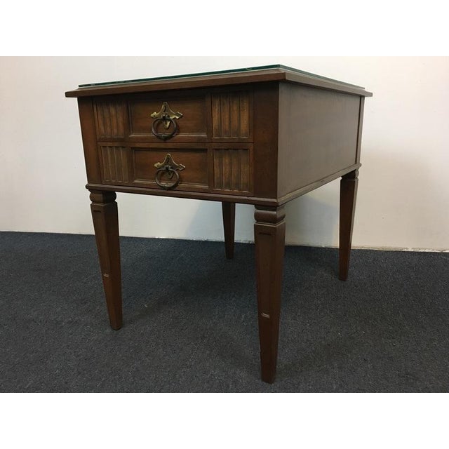 Drexel Heritage Carved Walnut Single Drawer End Table Chairish