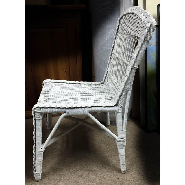 Antique White Wicker Desk & Chair Chairish