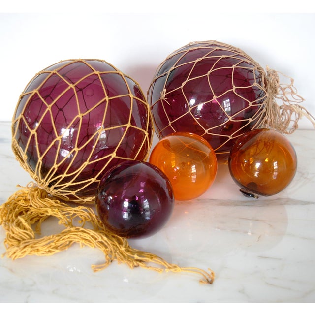 Vintage Amber & Purple Glass Fishing Floats Set of 5 Chairish
