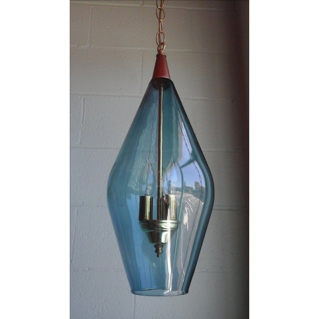 Blue Vintage Glass Pendant Swag Lamp Chairish