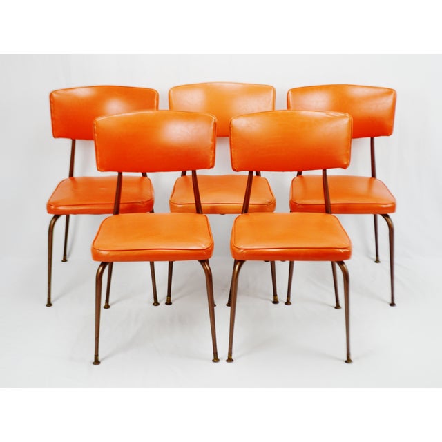 MidCentury Modern Orange Dining Chairs Set of 5 Chairish