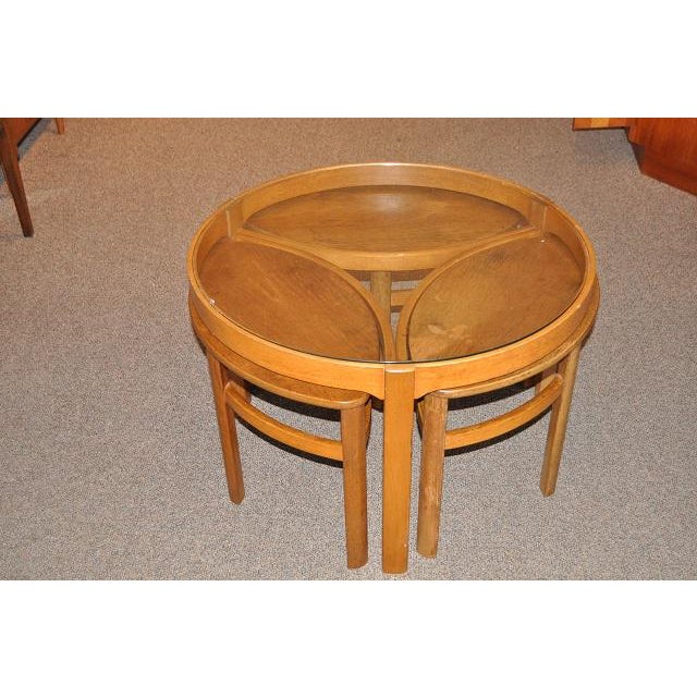 1960's Round Teak Coffee Table With Nesting Tables Set of 4 Chairish