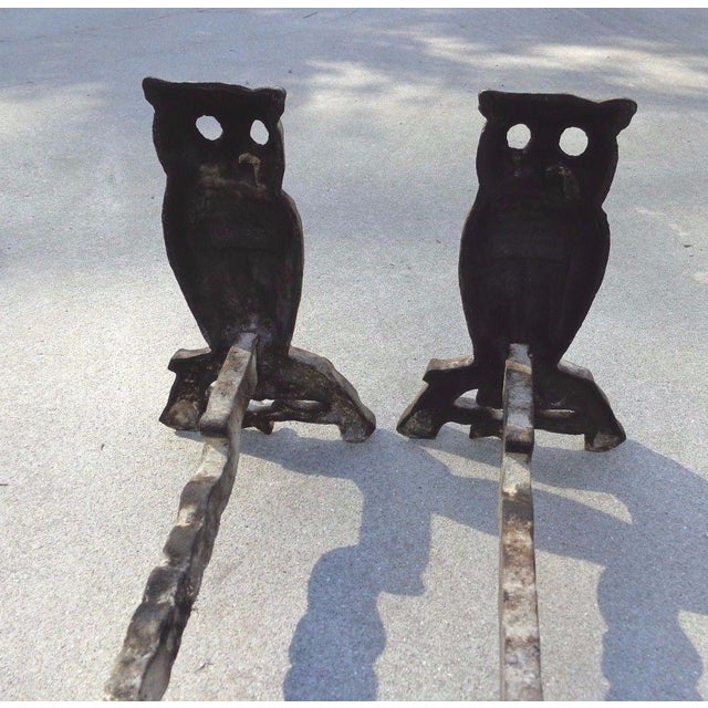 Antique Fireplace Owl Fire Dogs Log Holders Pair Chairish