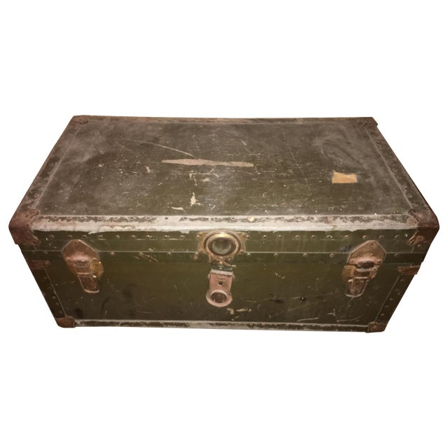 Vintage WWII Era US Military Footlocker Trunk Chairish