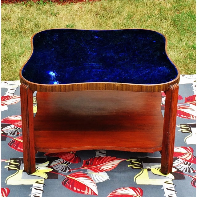 Art Deco Cobalt Blue Glass Mirror Coffee Table Chairish