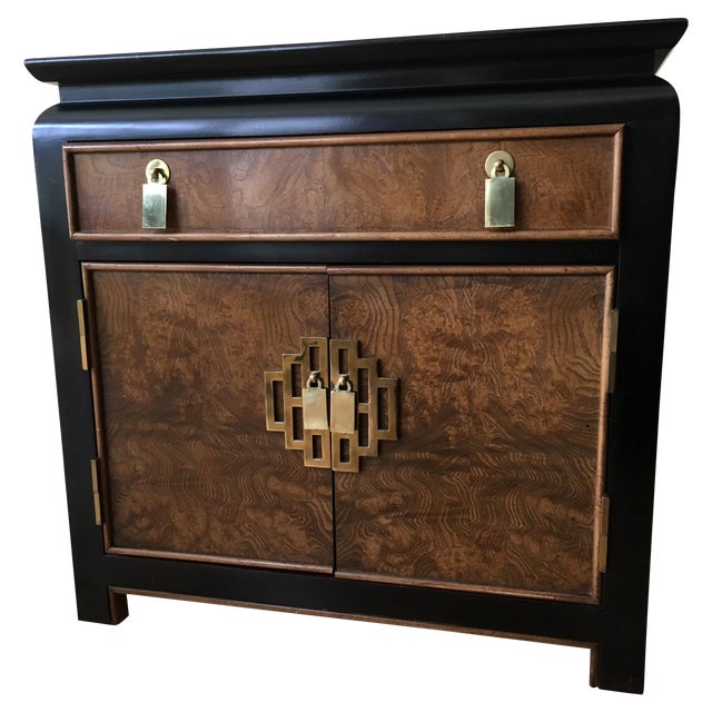 Vintage Century Burled Wood Asian Nightstand Chairish