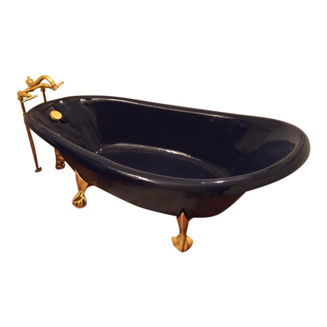 Vintage Kohler Navy & Brass Footed Birthday Bathtub Chairish