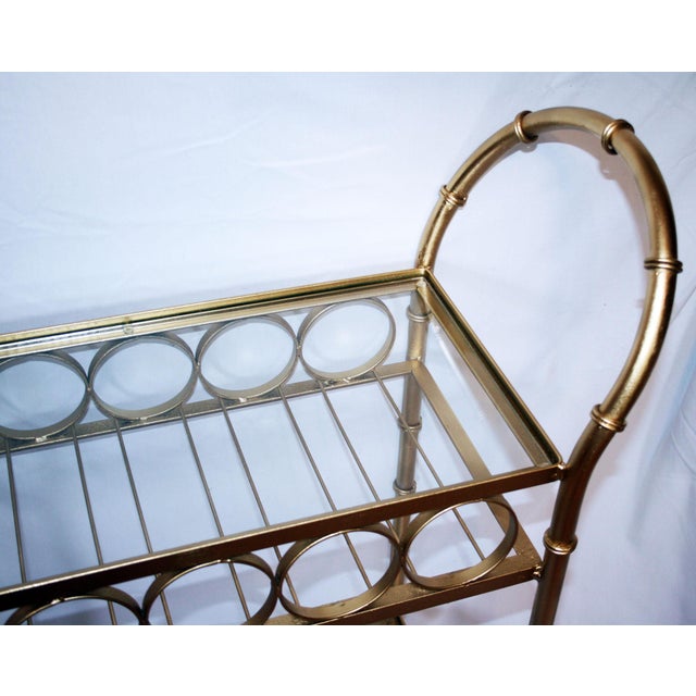 Vintage Gold BambooStyle Bar Cart With Wine Rack Chairish