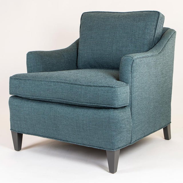Teal Woven Armchairs - Pair | Chairish