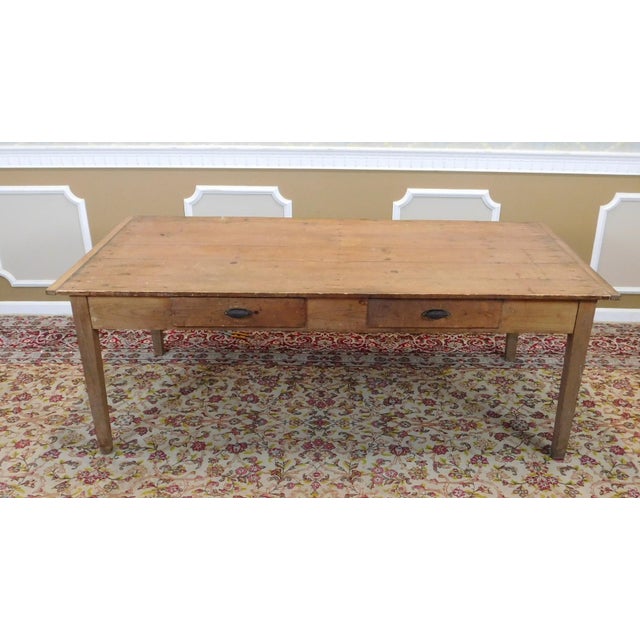 Primitive Rustic Pine Dining Room Table Chairish