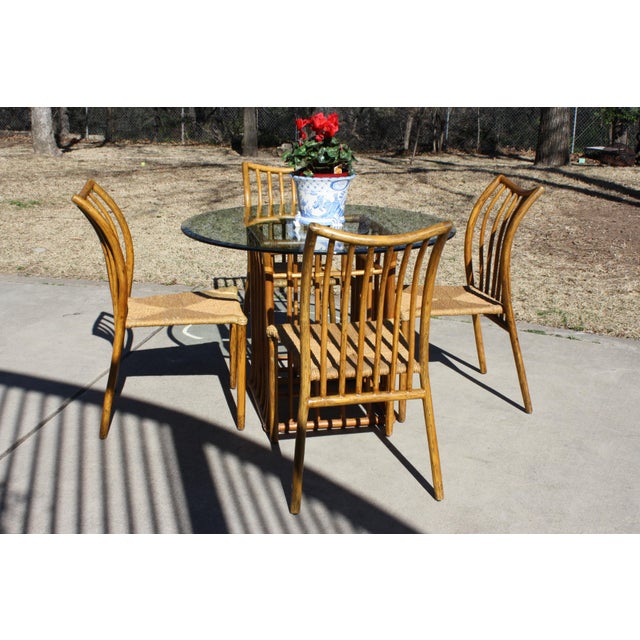 Vintage Rattan Round Glass Top Dining Table Base Only Chairish
