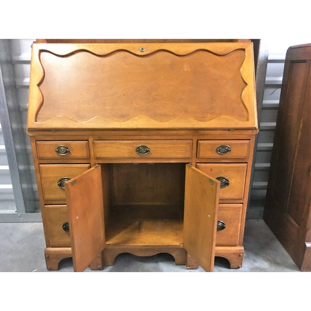 Vintage Solid Wood Secretary Desk With Hutch | Chairish