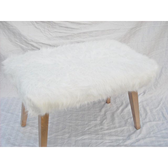 White Faux Fur Ottoman Chairish