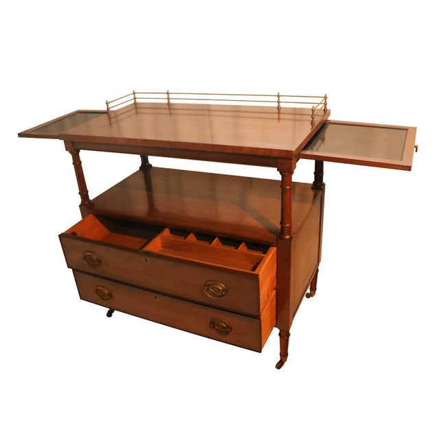 Kittinger Mahogany Rolling Buffet bar Server Cart with Brass Gallery