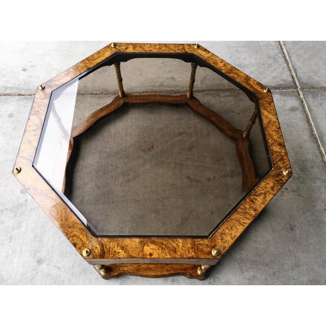 Vintage Wood & Beveled Glass Octagon Coffee Table Chairish