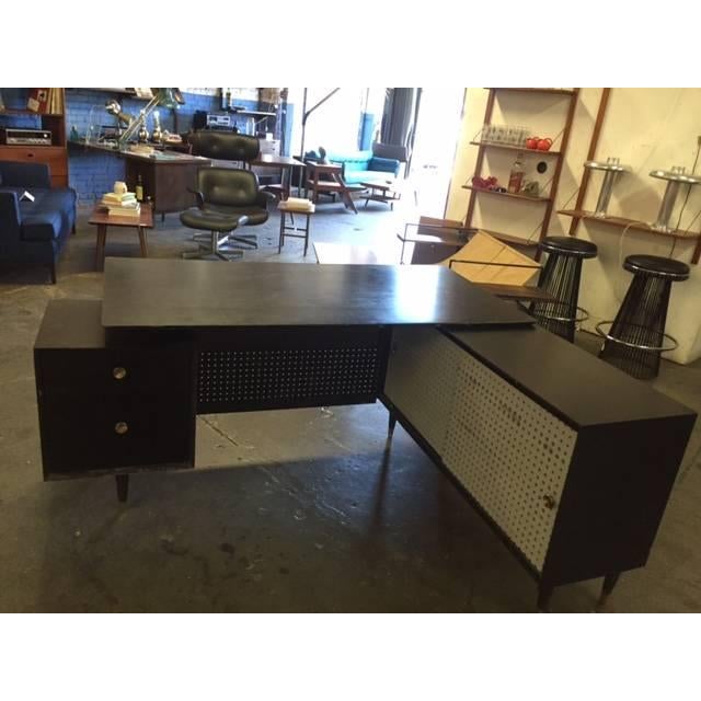 MidCentury Black Desk With Return Chairish