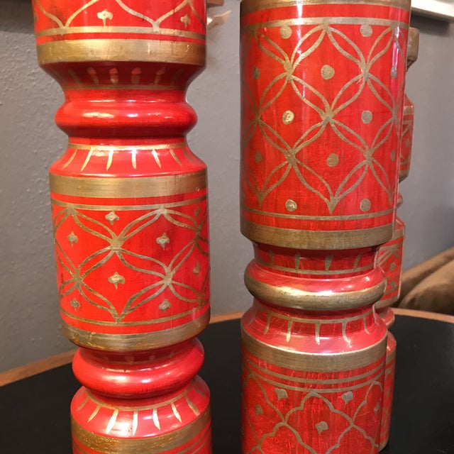 Red and Gold Candlesticks Set of 3 Chairish
