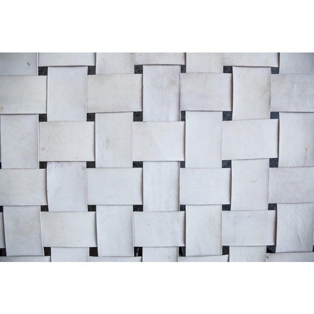 Woven White Leather Coffee Table