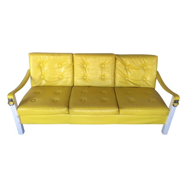 Vintage Lemon Yellow Vinyl Sofa Chairish