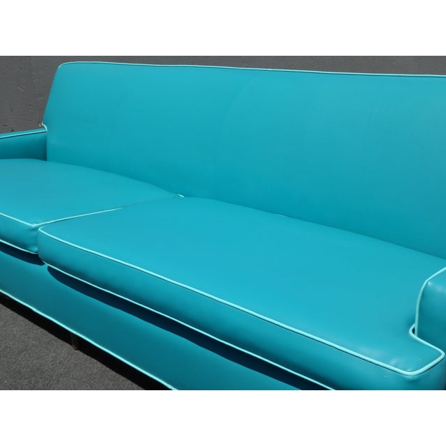 MidCentury Turquoise Vinyl Sofa Chairish