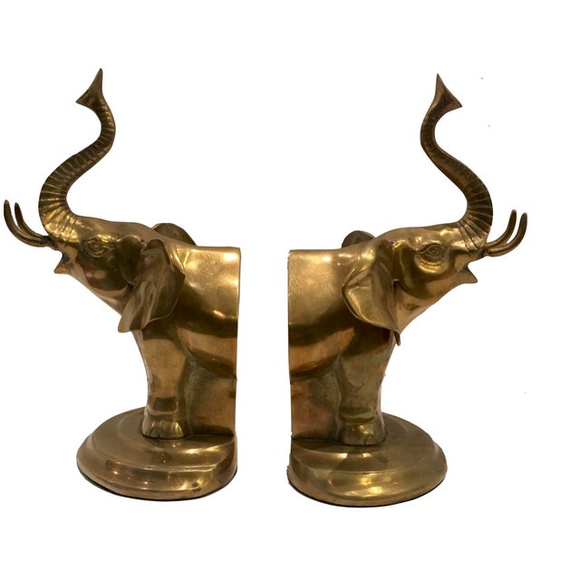 Vintage Brass Elephant Bookends A Pair Chairish