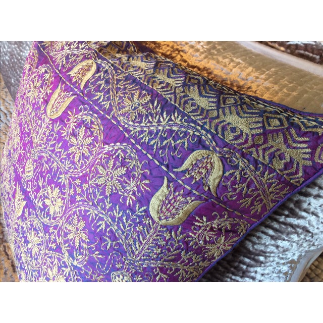 Luxury Purple Silk Emroidered Decorative Pillow Chairish