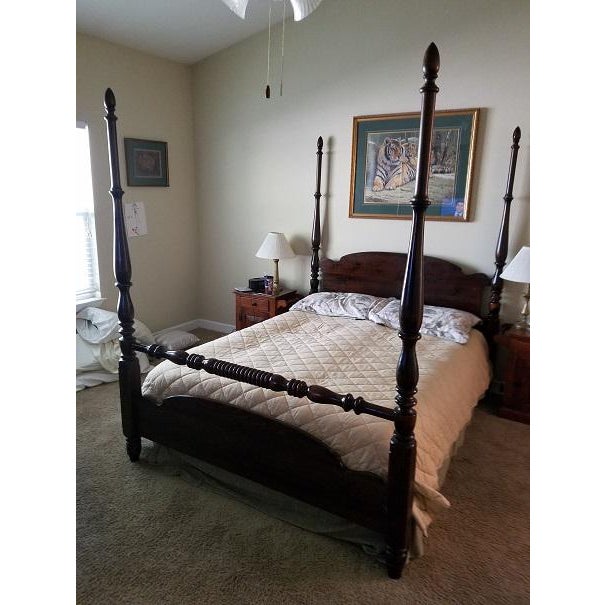 Ethan Allen Pine Queen Size Four Poster Bed Frame Chairish