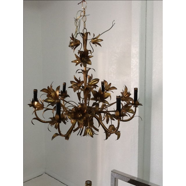 MidCentury Gold Leaf Chandelier Chairish
