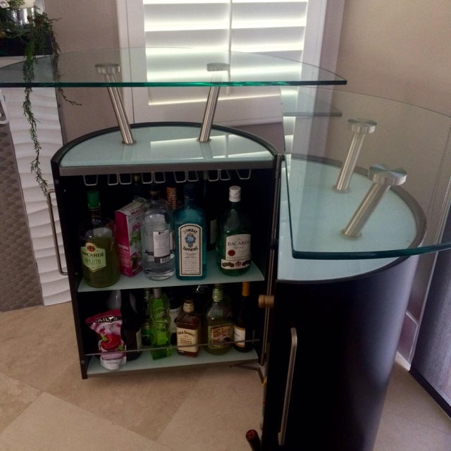 Round Portable Home Bar on Wheels Chairish