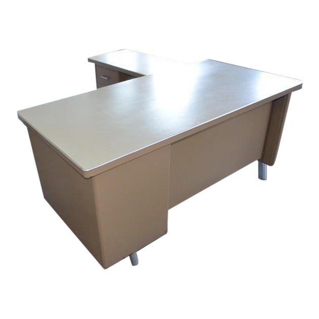 1950's Steelcase Metal Tanker L Desk & Return Chairish