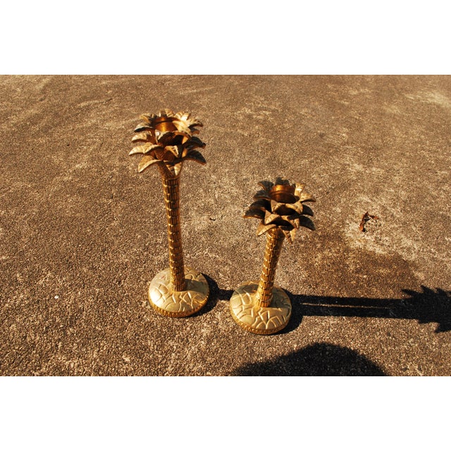 Brass Palm Tree Candlestick Holders A Pair Chairish
