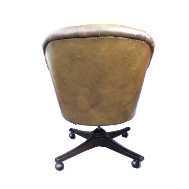 Chesterfield Khaki Leather Barrel Office Chair Chairish