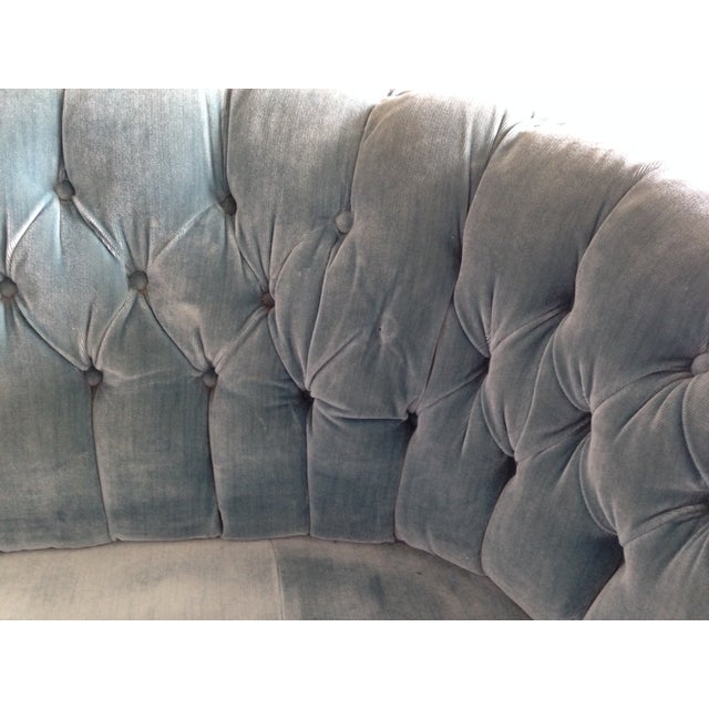 Blue Velvet Curved Tufted Sofa Chairish